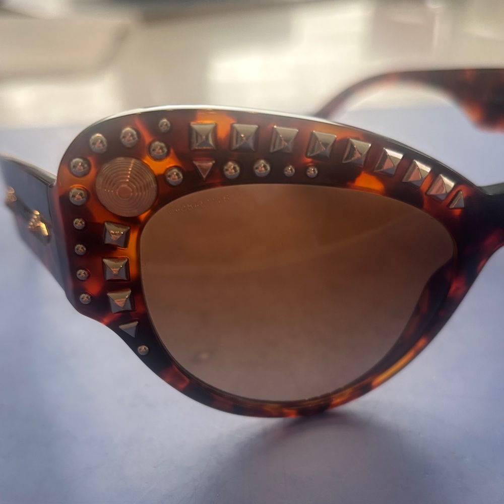 Versace Tortoise Shell Studded Sunglasses - image 4